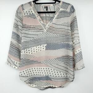 Maurices Sheer V Neck Tribal Blouse Tunic Small